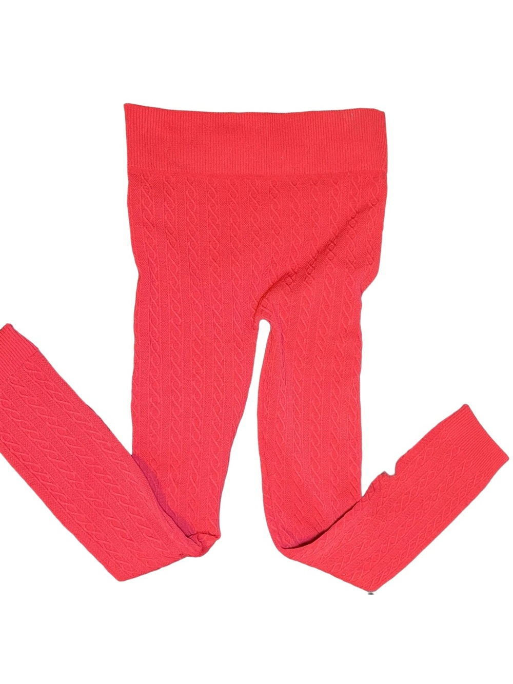Red Cable Knit Leggings Tights Women's O/S Cozy Winter - Picture 2 of 3
